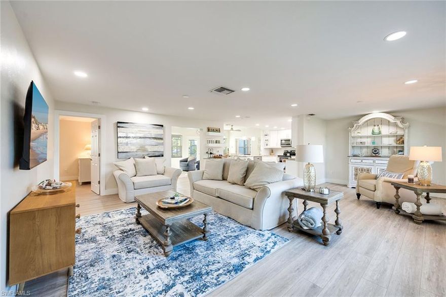 This fully remodeled, WATERFRONT, PET-FRIENDLY, POOL HOME is available and located just 1/2 from Naples Bay Resort, a mile from 5th Avenue, and two miles from Naples’ renowned beaches, you'll enjoy the same boating/fishing/biking lifestyle as the multi-million-dollar homes around you. The open floor plan features two separate living areas, each with a flat-screen TV, providing plenty of room to relax or entertain. The layout flows seamlessly into a dining area, breakfast bar, and a fully equipped, newly stocked kitchen. A dedicated bar area adds to the home’s easy entertaining appeal. South-facing windows fill the interior with natural light and open to a large, screened pool deck—perfect for outdoor dining or lounging. The oversized heated pool and spa receive full afternoon sun in the winter, making the outdoor space enjoyable year-round.

The home offers three bedrooms and three full baths. The primary suite includes a king bed, walk-in closet, and an en-suite bathroom with dual sinks and a walk-in shower. A second bedroom suite also features a king bed and full en-suite bath with a walk-in shower. The third bedroom offers flexible sleeping arrangements with two queen bunk beds and a twin trundle.  There is a third full bathroom, also with a walk-in shower, conveniently located nearby. Additional features include a two-car garage with space for beach and boating gear, along with a circular driveway providing ample off-street parking.
 
An easy WALK or BIKE ride to 5th Avenue and the beach, and a very short boat ride to Naples Bay, this waterfront access home is an exceptional Naples retreat.  ALSO AVAILABLE ANNUALLY @ $9K monthly.