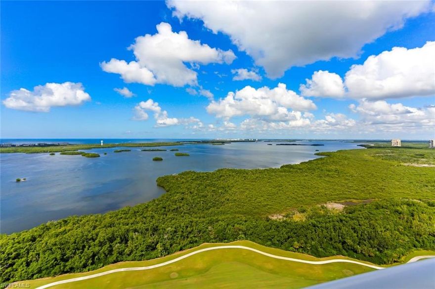 This is a resale unit and has never been occupied.  Designer ready, contemporary accents in the ceilings, bathrooms and master bathroom as well, outdoor kitchen & gas grill, one large screened lanai and two large open terraces (totaling approx. 3,354 sq. ft.), Thermador appliances.  Floor to ceiling sliders framing endless views off your private terraces.  Stunning sunset views of the Estero Bay and the Gulf of Mexico.  Builders warranty.  Amenity package includes, but not limited to:  a lagoon style pool, billiard and event rooms, fitness center, private movie theater, guest suites, his and her spa and massage room.  amazing rooftop terrace complete with bar and grills.  Seaglass offers luxury and a relaxed ambiance.