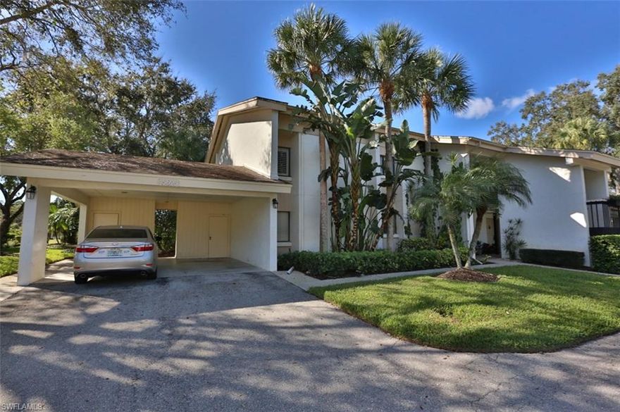 Turnkey condo in highly sought after Fiddlesticks Country Club! Amazing views from this tastefully decorated, 3 bedroom, 2 bathroom, 2nd/top floor corner unit condo. The large enclosed / screened-in lanai with tiled patio overlooks the golf course and the beautiful, lush landscaping. The patio opens from the living room, master bedroom, and a guest room. The large kitchen, with breakfast bar offers plenty of counter space. The master bath has separate "his and her" sinks. Conveniently located near shopping and dining, Fiddlesticks offers 2 championship golf courses, clubhouse with casual and formal dining, 8 Har Tru clay tennis courts, new 7,000 square foot fitness facility, new resort style zero-entry pool with cabana bar and pool-side dining, and many social events throughout the year. No CDD fee! Equity membership fee of $81,000 due to Fiddlesticks at closing ($64,800 is refunded when you sell).