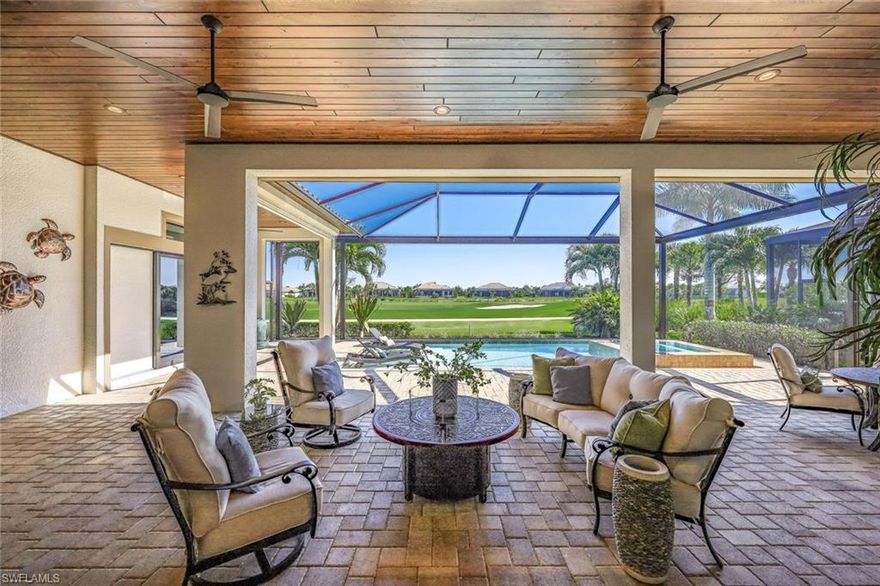 FULL GOLF MEMBERSHIP INCLUDED! LIVE A VACATION LIFESTYLE IN ESPLANADE G&CC! Situated along the 11th fairway, this impressive "Mercede" model offers 4 Bedrooms+Den+TWO Bonus Rooms, 4 full baths, 2 half baths, 3 car AC garage, & 4812 sq ft under air. A long list of upgrades include: HURRICANE IMPACT GLASS; ELECTRIC ROLL DOWN STORM SCREENS; WHOLE HOUSE GENERATOR; GAS & SOLAR heated salt water pool/spa; cypress wood lanai ceiling detail; 12' ceilings throughout the first floor; GE Monogram appliances incl double wall ovens & GAS cooktop; quartz countertops throughout; plantation shutters; tankless water heater; fresh int/ext paint; custom closets; wood look tile floors throughout; outdoor kitchen; spray foam attic insulation; & more! Esplanade is a true "Lifestyle Community" with something for everyone: resort pool complete with cabanas & poolside "Bahama Bar"; tennis; pickleball; bocce; Koquina Day Spa; fitness center; dog parks; 14 miles of bike/walking trails; 18 hole private golf course; 15,000 Sq Ft clubhouse featuring restaurant, bar, wine tasting room, wine lockers, & Starbucks style cafe! TOTAL HOA fees just $1062/month and includes landscaping, ALL club amenities, & golf dues.