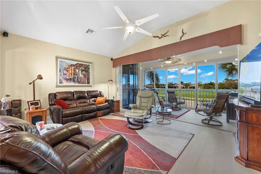 SELLER MOTIVATED!! 
IDLEWILD HAS THE LOWEST CONDO FEES IN VERANDAH! SELLER WILL PAY THE ONE TIME $21,000 MANDATORY CLUB FEE.  Mr. and Mrs. Clean live here! Beautifully maintained TURNKEY second story coach home, 2 beds PLUS Bed/Den/Flex, 2 baths and 1 car garage. New roof installed in 2020 with wind mitigation performed shortly after. Updated LVP flooring with 6" baseboards, new A/C, appliances and frameless shower door in master bath 2022. Balcony has views of the golf course and beautiful sunsets with recently installed sliding glass doors for extended living space. You can keep them closed for those really warm days and when it's cooler, slide them open to let the Florida breeze in. Verandah offers a wide variety of gorgeous amenities including: 36 holes of championship golf, new Pickleball courts, tennis, kayaking, bike/walking trails, resort style pool, fitness center, restaurants and dog parks. Verandah is also close to I-75, downtown Fort Myers & RSW and Punta Gorda Airport.
Whether you are an investor, seasonal or full-time resident you just pack your bags and move right in. This home is a must see!