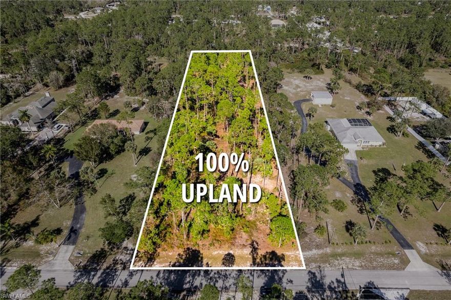 100% UPLAND - DEP report attached. 2.73 acres ready to be built on avoiding impact fees and time. One of the best properties currently available for sale in the area. Build your dream home in the privacy provided by nature in a desired and convenient location with proximity to grocery shopping and more. Golden Gate Estates is a beautiful rural area with no HOA restrictions, where you can have boats, RVs, motorhomes, and much more. A short drive west, you’ll be at some of the world’s most exquisite beaches in Naples and the state of Florida. In addition, there is plenty of golf courses, shopping, and dining nearby for your enjoyment.