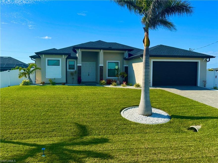 Back on Market! Buyers Financing fell through. This 3 Bedroom plus a Den home features a custom oversized heated or chilled salt water pool with a built in hot tub all controlled with an app. Wired for tv on Lanai & Lounge in the shade in the huge lanai featuring roll down sun shades or easily soak up the sun with an additional 1200+ sq ft of screened in pool area. Enjoy features such as soft close cabinets throughout, new roof, new hot water heater, hurricane impact windows, insulated garage door, generator plug installed, wine fridge, work bench & shelving in garage, water line for extra fridge or ice maker in garage, automatic sprinkler system with premium landscaping including royal foxtail, Christmas, & bottle palms with curbing, fenced back yard, whole home reverse osmosis, ring alarm & cameras, paver pad for trash cans, oversized master shower, & much more. Schedule your showing today.