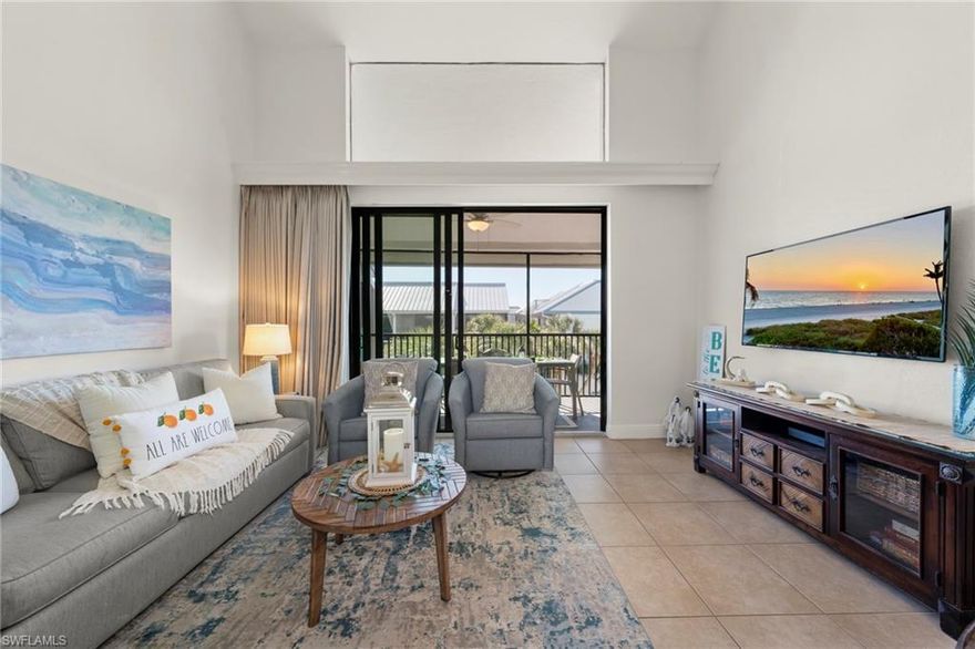 Tucked within the gated setting of South Seas Resort, 3233 Tennis Villas presents an inviting island escape in the intimate Captiva Resort Villascommunity. Residents enjoy access to a private pool, expansive sun deck, gazebo with outdoor dining space, and grilling area, all just moments from the Gulfshoreline. Positioned in the desirable southern enclave and only a short stroll to the beach, this top-floor, two-level villa overlooks a tranquil courtyard framed bymature tropical landscaping. The interior has been thoughtfully updated with quartzite surfaces, crisp shaker-style cabinetry, and tile flooring throughout the mainliving areas. The open living and dining space is filled with natural light from impact-rated sliding glass doors and an oversized picture window, while the screenedlanai offers a peaceful setting to capture coastal breezes. The floor plan is designed for comfort and privacy, featuring a guest suite on the main level and agenerous primary suite upstairs. Ideal for personal enjoyment or investment, this well-appointed residence blends refined finishes with effortless island living withinone of Captiva’s most sought-after resort communities.