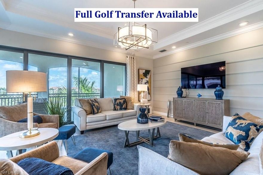 IMMEDIATE GOLF MEMBERSHIP AVAILABLE! Golf cart available to convey with sale. Furnished "PENTHOUSE" Top floor condo with golf course views! This 2,930sf furnished Viansa-Talis Park residence features three full ensuite bedrooms plus a den and half bath. Tile floors throughout, natural gas cooking, Hunter Douglas window treatments and California Closets built out. Water and fairway views of holes one through four. Enjoy sunsets with North/Western exposure from your 700 SF wrap around loggia. Private elevator entry and two assigned parking spots, private storage, and room for a golf cart. Close proximity to the Sports Complex (lap pool, grill, Bocce ball and lighted Tennis/Pickleball courts near the south entry gate). The recently renovated golf course was designed by Greg Norman and Pete Dye and is ranked by Golf Digest as one of Florida's top 20 courses. Come enjoy complete maintenance free luxurious living!