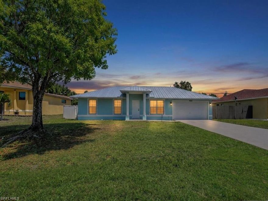 Available now in the desirable central Cape Coral area, this beautifully updated 3-bedroom, 2-bath home with an extended 2-car garage offers modern finishes and comfortable living throughout.

The home features 18” porcelain tile flooring, volume ceilings, fresh interior paint, and elegant 5” baseboards. The fully renovated kitchen showcases natural wood lower cabinets, gray upper cabinets, a quartz waterfall-edge countertop, and brand-new stainless steel appliances.

Enjoy peace of mind with a new air conditioning system and water heater. The spacious primary suite includes dual sinks and a luxurious marble walk-in shower with a glass enclosure, creating a spa-like retreat.

Step outside to a large screened lanai—perfect for relaxing or entertaining—overlooking a fully fenced yard for added privacy. The property is connected to city water and sewer.

Lawn care is included in the rent. Pets are welcome with owner approval and a deposit.