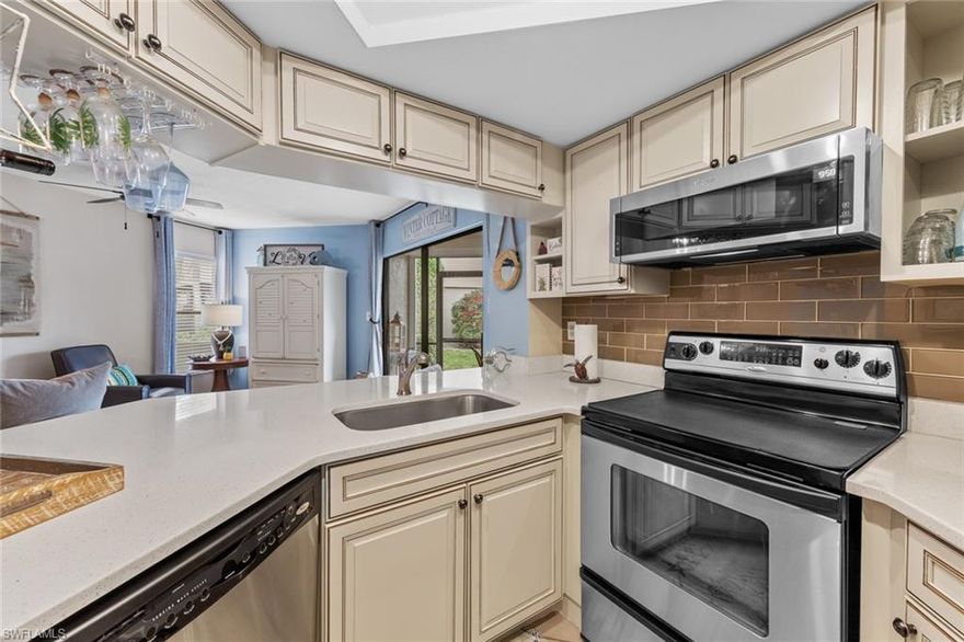 Offered UNDER APPRAISED VALUE, welcome to this meticulously maintained 2-bedroom, 2-bathroom ground-floor corner unit in the sought-after Villages of Ascot. This turnkey condo offers the perfect blend of privacy and convenience, ideally located in the heart of South Fort Myers. Just a short 20-minute drive to Southwest Florida International Airport and only minutes from the pristine beaches of Fort Myers Beach and Sanibel Island, it’s the perfect spot for both easy travel and leisurely living. The open-concept kitchen, complete with a breakfast bar, seamlessly flows into the inviting family room, creating a spacious and airy feel. Step outside to the screened lanai, equipped with electric roll-down hurricane shutters for added peace of mind. Recent updates include a new AC system in 2021 and a brand-new washer and dryer in 2024. Residents of Villages of Ascot enjoy access to an array of resort-style amenities, including a sparkling community pool, clubhouse, tennis courts, and shuffleboard. With covered parking just steps from your front door and a pet-friendly policy, this condo is ideal for use as a seasonal retreat, a full-time residence, or a rental opportunity. Don’t miss out on the chance to own a piece of this desirable community!