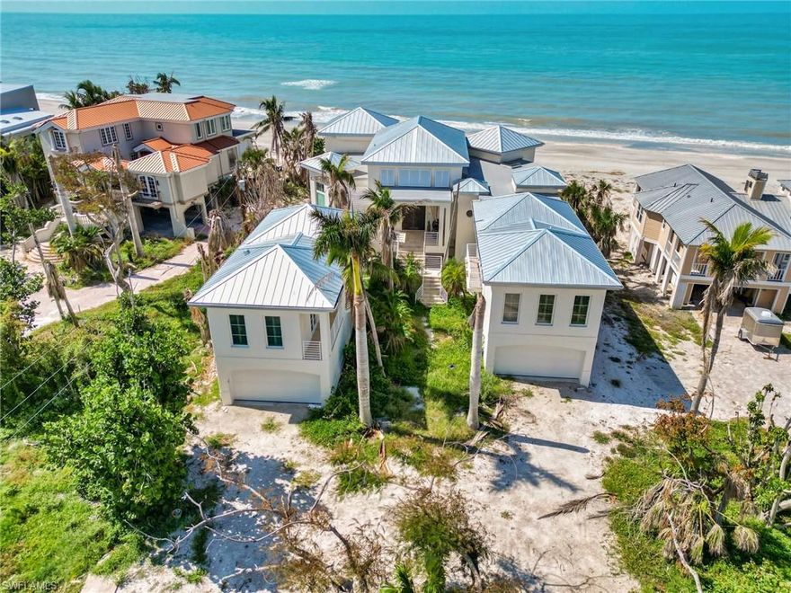 Magnificent beachfront estate property in one of Sanibel's most desirable locations along the Gold Coast. The dream began with a premier Gulf front lot in the peaceful cul-de-sac area of W Gulf Dr. and culminated into a trophy property with the completion of the exceptionally well-constructed and professionally designed coastal contemporary home. The fastidious attention to detail and elegant use of the finest materials are 2nd only to the captivating views over the quiet beach to the emerald Gulf waters showcasing extraordinary sunsets comparable to only a very few. Spacious and perfectly designed without wasted square footage, this residence offers over 5,500 sq ft of sublime living with soaring ceilings, an abundance of natural light, a kitchen fit for a chef and complete wet bar fit for a philanthropist, an enviable mastersuite and den/loft with a large roof top deck, 2 spacious en-suite guest rooms, and 2 more bedrooms with ashared bathroom and wet bar in the guesthouse that is accessed by the breezeway. Additional complements to the home are the two extra deep garages, beachfront pool and enclosed lanai, private elevator, laundry room, powder room, butlers pantry, and more!