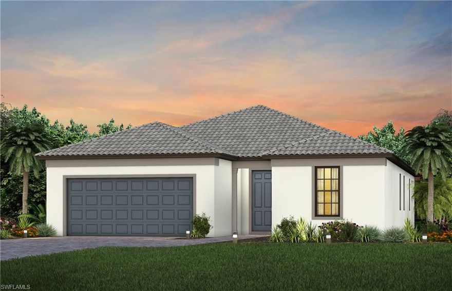 This Mystique will be available for move in August-September at Verdana Village! The Mystique offers an efficient single-story lay out. This effortless layout provides comfortable daily living with an open floorplan, while offering privacy for all occupants. It is being built with 3 bedrooms, 2 full baths, an enclosed den, extended covered lanai, full laundry upgrade, built-in appliance package, 8' doors, epoxy finish in the garage, upgraded trim/base boards throughout the home, quartz countertops throughout, & more! New homeowners will have preserve views right from their lanai. Room for pool to be added after closing.

Your dream home and lifestyle awaits within the gates at Verdana Village. Here you will find a wide array of resort-style amenities right outside your front door including indoor and outdoor pickleball, indoor and outdoor tennis, basketball courts, a gym, movement studio, cafe, tennis shop, play area, stunning pool with cabanas, plus additional community features coming soon. Opportunities are endless at Verdana Village!