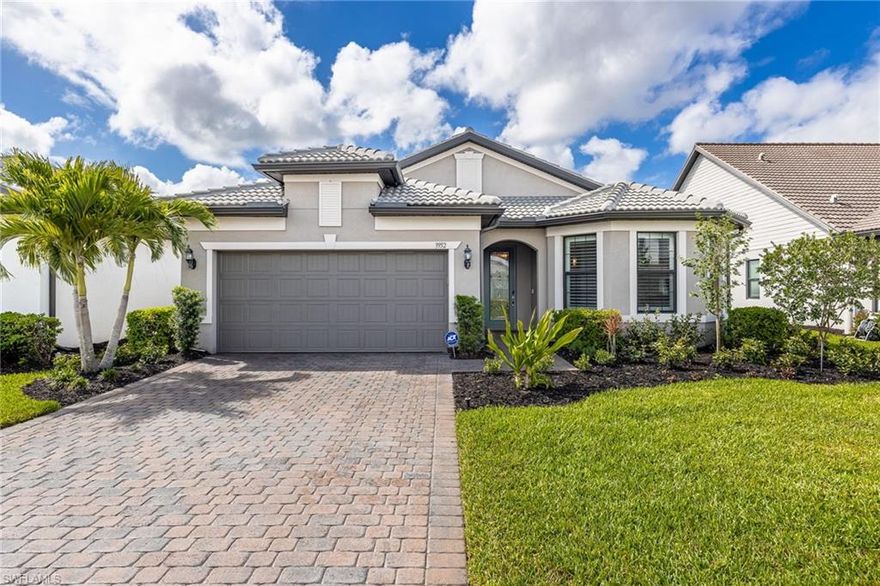 Welcome to this beautifully upgraded SMART home featuring 3 bedrooms and 2 bathrooms, located in the gated community of Eagle Reserve in the heart of Fort Myers. The third bedroom offers flexibility and can easily function as a guest room, home office, or exercise space to fit your lifestyle. This home features beautiful laminate flooring throughout along with upgraded lighting and ceiling fans, creating a modern and cohesive feel from room to room.
The chef’s kitchen is designed to impress, offering ample space for cooking, entertaining, and gathering. Just beyond, the open living area flows seamlessly to the outdoors through zero-corner pocket sliders, creating the ultimate indoor-outdoor living experience. Step outside to your private oasis featuring an extended paver lanai, pool and spillover spa, perfect for relaxing or entertaining year-round. For added peace of mind, the home includes impact windows and doors along with a hurricane screen on the lanai, combining protection with convenience. The primary suite includes a custom walk-in closet with built-in shelving, ideal for organization and maximizing space. Additional highlights include a massive laundry room with abundant cabinet storage and an oversized 2.5-car garage, providing plenty of room for vehicles, storage, or even a golf cart. Located in a NO FLOOD ZONE, this home offers added peace of mind along with its prime location in a gated community near shopping, dining, and major roadways.
Schedule your private showing today, this one truly has it all!