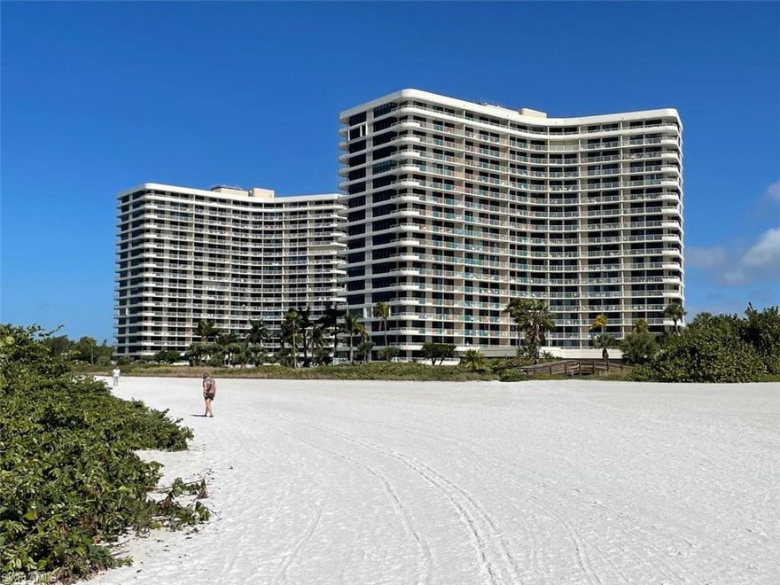 Unit 1012 is a front unit located in the gate community of South Seas on Marco Island. This 2 bedroom, 2 full bathroom condo has spectacular views of the entire crescent beach, and Gulf of Mexico. Never miss a sunset from the oversized terrace. Interior features include tile flooring throughout, wood cabinetry kitchen with granite counter tops, recently remodeled bathrooms, and newly installed hurricane glass sliders and windows. Exterior features include heated pool, exercise room, on-site manager, beach access, tennis courts, pickle ball courts, manicured grounds, guarded security gate, and boat slips available for lease. Weekly rental income opportunities. Being sold furnished and ready to use immediately.