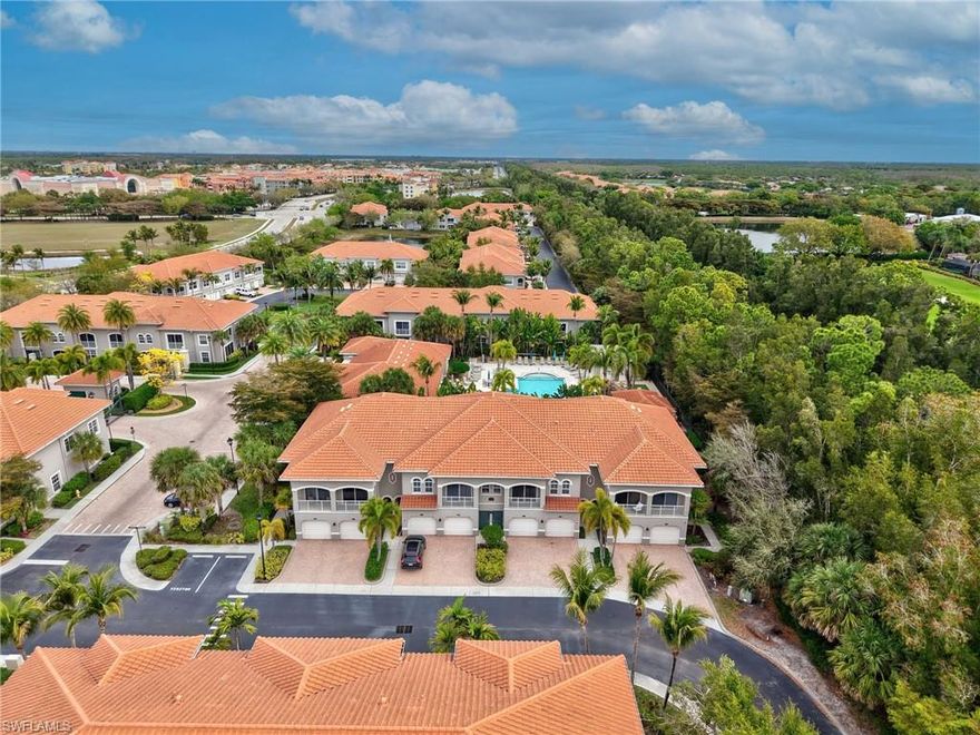 2 BEDROOM TOWN HOME IN MIRASOL AT COCONUT POINT. GREAT ROOM DOWNSTAIRS IS ALL TILED, WITH CROWN MOLDING. KITCHEN OFFERS GRANITE COUNTER TOPS, AND CUSTOM WOOD CABINETS, AND STAINLESS STEEL APPLIANCES. UPSTAIRS HAS ALL NEWER VINYL FLOORING, AND YOU CAN USE EITHER BEDROOM AS YOUR PRIMARY. UNIT OVER LOOKS THE CLUBHOUSE AND POOL. ONE CAR GARAGE, AND PET FRIENDLY.