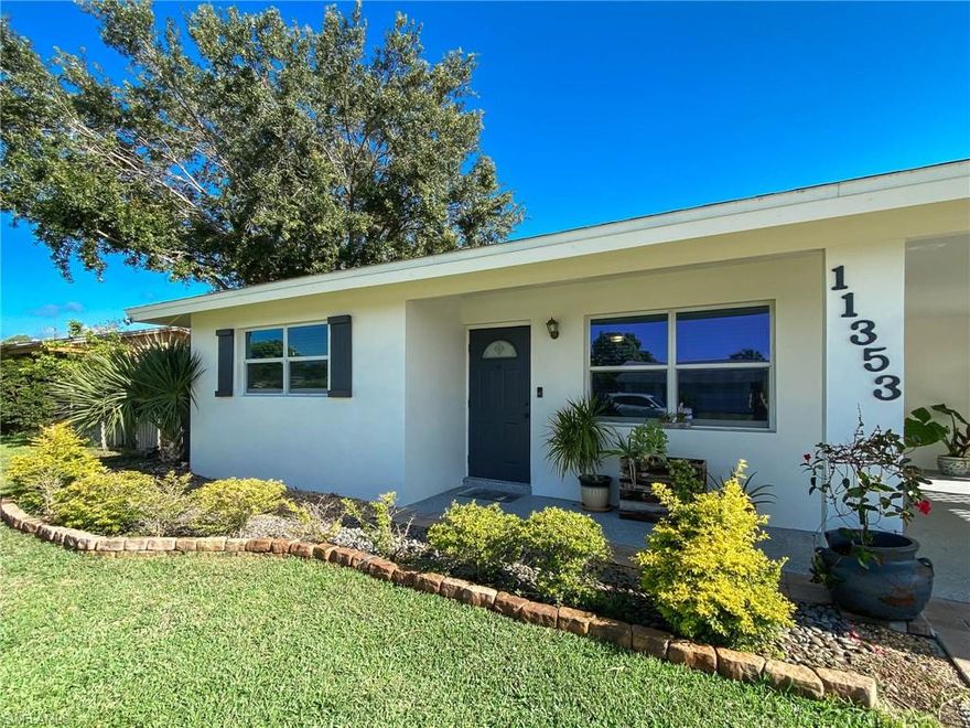 Welcome to Highland Estates! Located in the heart of Bonita Springs Is this adorable, warm feeling, Single-Family ranch style home. From the moment you pull up to the driveway the immaculate landscaping will immediately catch your eye. This home offers a comfortable and charming layout with 3 bedrooms, 2.5 bathrooms and 1200 sqft of living space. The split-bedroom layout offers tile and laminate throughout. No carpet anywhere! The upgraded kitchen has new wooden cabinets and a new refrigerator. Enjoy your glass enclosed extended porch just off the kitchen where you can enjoy family dinner, morning coffee, or an evening drink. This lovely space has gorgeous views of your perfectly manicured back yard. Once outside the back door this home completely comes to life. The fully fenced in yard is loaded with fruit trees and Areca palms making this environment incredibly peaceful and private.. Other wonderful features of this home are new pavers, new A/C in 2016, in-house laundry, a Well for irrigation and a complete re-stucco of the exterior. This lovely Bonita neighborhood has incredibly convenient access to I-75, RSW Airport, restaurants, entertainment, and of course the Gulf of Mexico.