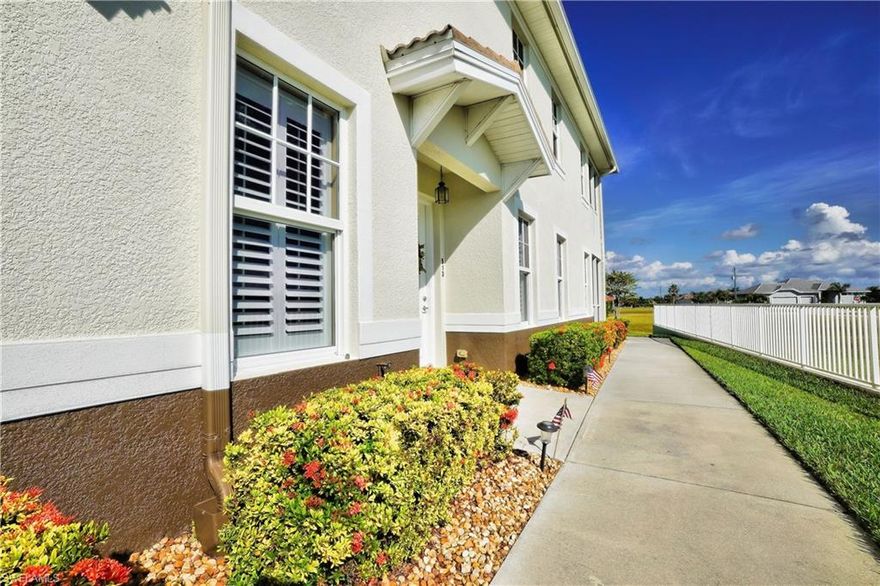 A must-see condo! Meticulously maintained 2-bedroom, 2 bath, 1 car garage end unit in the peaceful subdivision of Acapulco Lakes in Burnt Store Lakes. The kitchen boasts solid cherry cabinets, granite counters, tile floors and a Rainsoft R/O system. You will find high ceilings, crown molding, and plantation shutters on all windows. The master bedroom has two closets one of which is a cedar walk-in closet. Extra overhead storage was installed in the garage. Many updated extras such as super screen on the lanai, shades in the lanai, new 50 gallon hot water tank,new 2.5 ton air conditioner, and additional electrical outlets in the garage. The Burnt Store Lakes community has a park with pavilions, picnic tables, and a playground. The community also has a canoe/kayak launch which provides access to Charlotte Harbor. Burnt Store Lakes neighbors the community of Burnt Store Marina which is a deep-water destination marina and golf community with over 600 acres, over 500 boat slips, two restaurants, 27-hole golf course, tennis, pickle ball, community pool, fitness center, yacht and activity clubs. Call today for your private showing. Don’t forget to check out the on-line video.