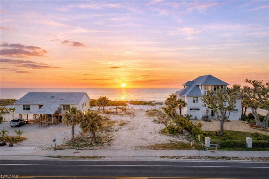 EXCEPTIONAL BEACH FRONT PROPERTY zoned single family on the expansive southern end of Estero Island, where new construction of luxury homes is ongoing.  Prestigious south end location. Quiet and Peaceful spot on the beach to build your dream luxury residence.   Nothing will be between you and the sunset!  This property extends to the glistening Gulf waters, extra deep lot, secluded & private sandy beach at your doorstep! Close to Santini Plaza with convenient access to Bonita Beach and Naples via Big Carlos Pass within a short drive.  Over the bridge on Lovers Key you'll find Flipper's-on-the-Bay for fine dining, as well as the state park for kayaking, shelling, beaches and nature tours.  This is one of the nicest beachfront lots for sale in the area, don't miss out!