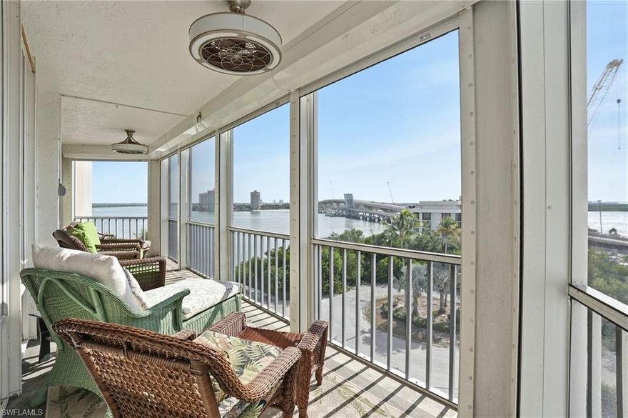 Rarely available condo in the 01 stack at Marina Towers.  The 01 stack condos offer a large and unique floor plan compared to the rest of Marina Towers units as well as most of Fort Myers Beach.  Be sure to view the floor plan in the listing photos. Beautiful gulf and bay views from this light, bright, two-bedroom condo across the street from the sandy beaches on the Gulf of America.  Multiple wide sliders bring the sun, surf, boats, and beaches right into view. You will love the wide layout and the oversized lanai. The community features a beautiful sparkling heated pool and spa overlooking the bay and a clubhouse with renovations underway. This community also has its own small marina and beachy area on the bay, where you can launch kayaks/canoes. Located on the quiet end of Fort Myers Beach, yet only a mile from Santini Plaza for all your shopping and dining pleasures.  Escape the crowds and traffic congestion and just enjoy your slice of heaven!