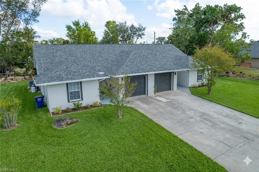 One or more photo(s) has been virtually staged, AI generated or rendered.  Modern, Clean and just updated – GREAT OPPORTUNITY for a solid rental income source ( $ 43,800 gross income). No worries: This concrete block duplex from 2005 has a New Roof (2024), Fresh Outside Painting (2024), Newer A/C's (2020 + 2023) on both sides, New Water-Equipment (2024) and also a new Drain-Field (2025). A Duplex with a lot of privacy, thanks to the oversized lot. Each side has 3 Bedroom and 2 Bathroom with Island kitchen counters. Both Kitchens are totally updated to the best - new white 40" cabinets, new Fridge and new Microwave on one side. Bathrooms on one unit are brand new with walk-in shower and a rain shower. Guest bath room with new bath tub, walls contain stylish large black tiles. All Floors are porcelain tile or new water proof laminate in modern colors. The attached garage has space and connections for a washer and dryer and offers a motorized garage door opener. The back yard has a lot of privacy with a large terrace deck to enjoy leisure time! San Carlos Park is close to everything, starting with shopping and close by restaurants, as well as perfect traffic connections to US41 or I-75 or the nearby Fort Myers international airport. 
Both sides of the Duplex are currently rented, so please respect privacy of the tenants and get in contact with our office to setup showings.
Renting out in this neighborhood of San Carlos Park is so easy and long term tenants like it!