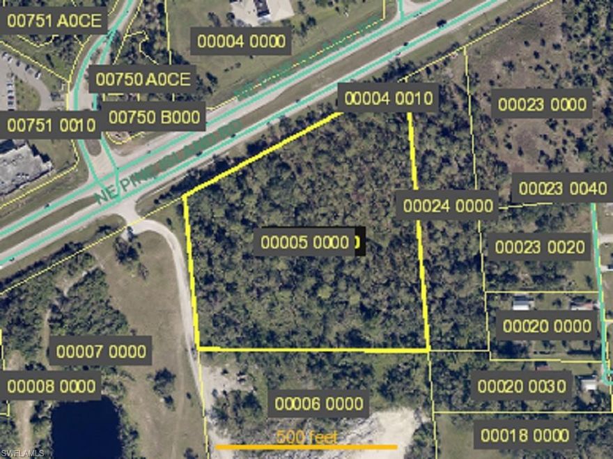 8.8 acre site with 519' of frontage on Pine Island Road.  The site is in a rapidly developing area of N. Ft. Myers with many new developments including several large apartment complexes.  The site is zoned AG2 (Agriculture) with a future land use of commercial.  Hancock Creek runs through the site and roughly bisects it in two.  The property may be an excellent fit for apartments or condos that could work the creek into the site plan.  The site benefits from low taxes due to the site being under an agricultural exemption for "BEES".