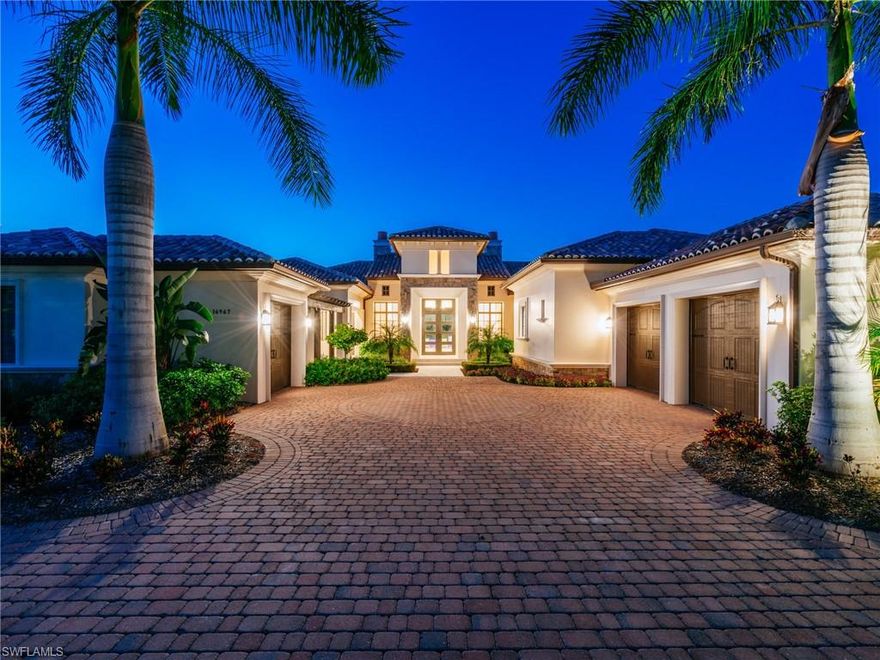 NEVER LIVED IN!! Stunning 4 bedroom, 4.5 bathroom home beautifully situated in one of Mediterra’s most desirable neighborhoods. This fabulous award winning London Bay floor plan gives way to an expansive outdoor living space. Enjoy tranquil sounds of the waterfall from pool and spa. This is a must see home with a fully automated control four system, surround sound, electric roll down screens and a Buzz off mosquito misting system with spotless unused Wolf and Sub-zero appliances.