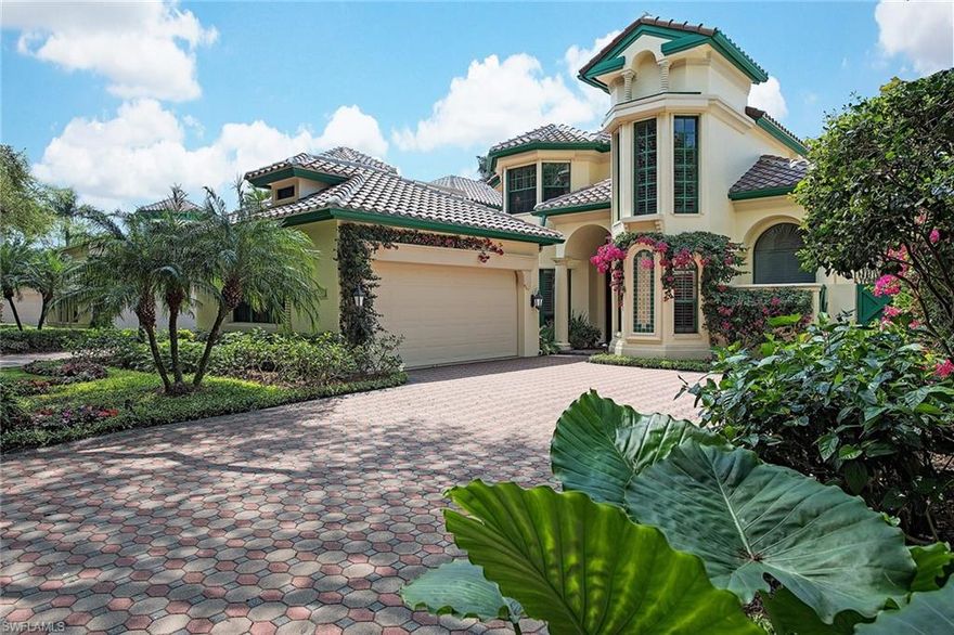 This property is a beautiful lakefront villa with prime southwestern exposure to capture exceptional sunset skies! Rarely available, this immaculately maintained and beautifully finished Vizcaya villa features 3,334 square feet of air-conditioned living space and an ideal, open floor plan consisting of three bedrooms, including the gracious first-floor master suite, three-and-a-half baths, family and living rooms and a second-floor loft or den area. This pristine home features travertine marble floors, vaulted ceilings, a second-floor sunning deck, a new roof and covered lanai, storm protection for every window and door, electric awnings and a two-car air-conditioned garage with newly finished sealed floors and custom built-in storage. Vizcaya offers a wonderful and easy lifestyle with landscaping and pool maintenance included in homeowner's association fees. Offered fully furnished. Private Bay Colony Beach and Tennis Club membership included!