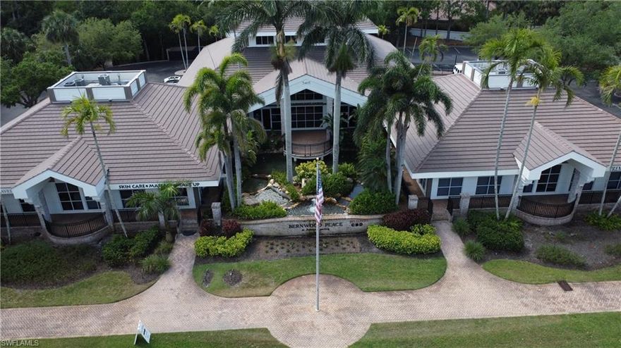 Move-in-ready office space located in the heart of Bonita Springs.  1,357sf +/- space has 3 private offices, conference room, 1 ADA bathroom, print/storage room, and lobby with built-in reception desk.  Lots of natural light with windows overlooking beautiful water feature, vaulted ceilings, and neutral finishes.   Pylon signage available.  Asking $2,950/month gross.
