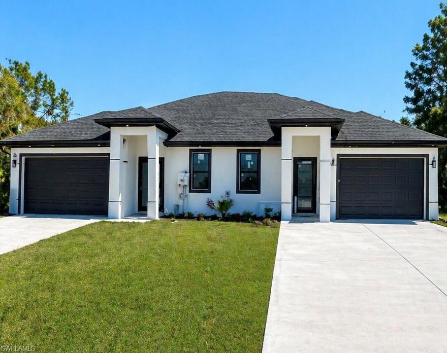 Brand new construction duplex offering an exceptional investment opportunity in one of the fastest-growing areas of Lehigh Acres. Each unit features 3 bedrooms, 2 bathrooms, and approximately 1,189 sq ft of living space, for a total of 6 bedrooms and 4 bathrooms.
Designed with modern finishes throughout, both units include open-concept layouts, spacious kitchens with stainless steel appliances, large tile flooring, high ceilings, and impact windows and doors. Each side offers a private entrance, comfortable living areas, and ideal layouts for long-term tenants or owner-occupants.
Perfect for investors looking to generate rental income or for buyers who want to live in one unit and rent the other. Strong rental demand in the area makes this a solid income-producing property.
Conveniently located near shopping, dining, schools, and major roadways with easy access to Fort Myers.