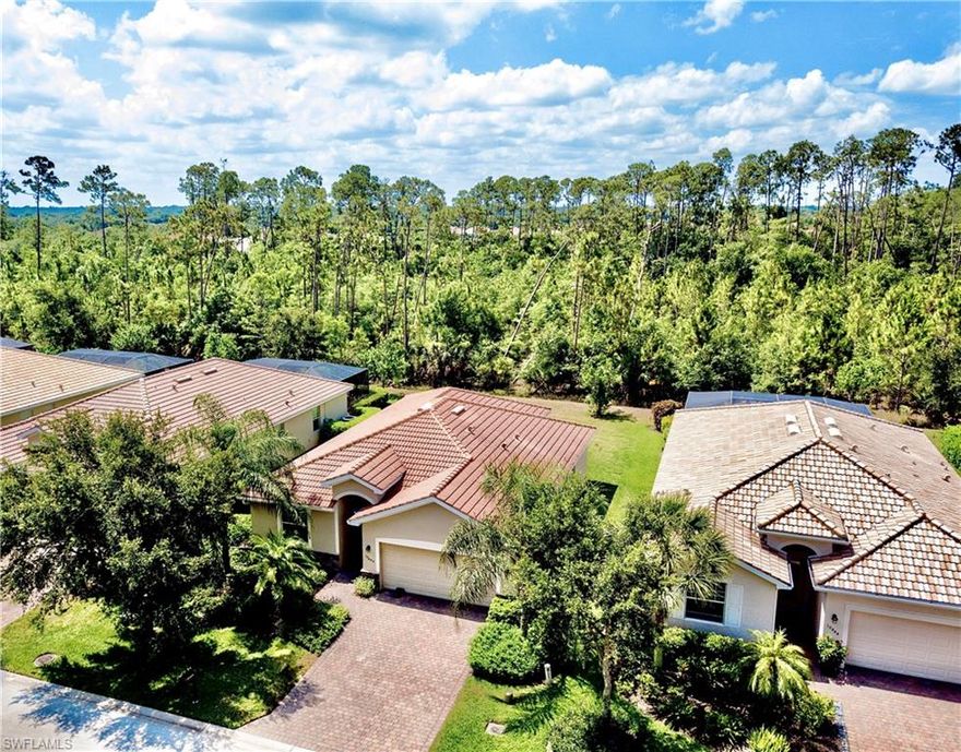 The ONLY active single family home in Hawthorne! A rare opportunity to own this highly sought-after Capri home with southern exposure overlooking a peaceful preserve, just 2.4 miles from Riverside Park in the heart of downtown Bonita Springs. Upon entry, you're greeted with a bright, open floor plan seamlessly connecting the spacious eat-in kitchen and breakfast bar to the dining and family rooms, all dressed in a neutral color palette. Retreat to the comfortably sized master suite with walk-in closet, dual sinks, separate shower and a soaking tub. Two additional bedrooms and a full bath with access to the private, brick paver lanai complete the split floor plan. Upgrades include keyless front entry, shaker style cabinets, granite counters, stainless appliances, and crown molding. Amenities include tennis, a full social calendar and 2 clubhouses each with a resort-style pool, spa and fitness center. Lawn care, irrigation, cable and internet are provided with low HOA dues. Direct access to Imperial Parkway and Old 41 through two separate gates offers a short drive to world-class beaches, the international airport and shopping and dining at Coconut Point and Miromar Outlets.