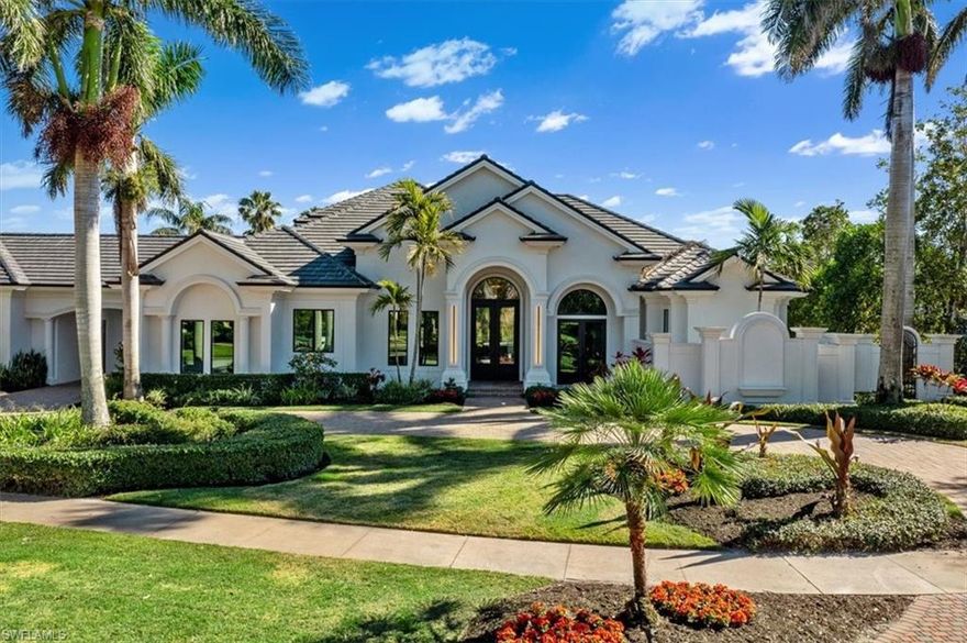 H8395- FULL GOLF MEMBERSHIP AVAILABLE IMMEDIATELY! The masterful transformation of this exceptional home is tantamount to brand new construction! The list of “news” is so long there is little room for descriptive language! Renovated from top to bottom, inside and out, this home features all new drywall, electrical, plumbing, HVAC (whole house and garage,) new gas lines, new impact sliders, new Anderson windows and doors plus a NEW ROOF! The spacious and reimagined lanai features a brand new outdoor kitchen along with a sparkling custom pool/spa with equipment updated and upgraded in 2022. The welcoming “lobby bar” with illuminated quartzite counters and transparent enclosed wine wall with stone background opens to the brand new chef’s kitchen with huge island and stunning great room with custom built-ins. The master bedroom with huge closets offers amazing views and a lighted staircase leads to separate guest suites and more long golf and water views. The all new AV system features SONOS in almost every room, pool and lanai and new televisions are in all bedrooms, great room and lanai as well. Professionally decorated and furnished throughout, this home is move-in ready now!