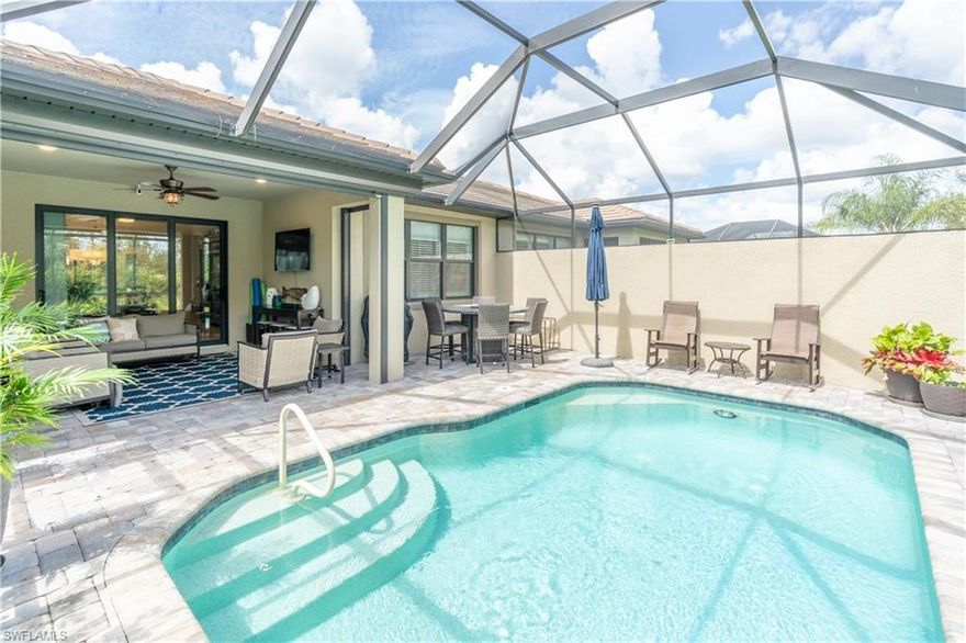 Rare opportunity to purchase a meticulously maintained and massively upgraded Cressida villa in Winding Cypress. This home features 3 bedrooms, 2 bathrooms, 2 car garage, and saltwater pool with extended covered lanai. The extensive upgrades include impact windows and doors throughout, whole house generator, trey ceilings, crown molding, plantation shutters, quartz counters with white cabinets, floored attic for storage, and epoxy garage floor.   In the outdoor oasis there is an extended covered lanai, a gas heated pool, hurricane screens for lanai and entryway for extra protection, paver walkway connecting the pool to the driveway, outdoor preplumb for a summer kitchen and more. The pool, hurricane screens, garage door, and front door lock can all be run from your smartphone! Winding Cypress has amenities galore and is a natural gas community! Dine at Shady Palm, the onsite restaurant, play pickleball, bocce, tennis, workout in the state of the art gym or lounge by the resort pool, garden at the community garden, or take fido to the dog park! Winding Cypress is pet friendly, allows rentals, has low fees and is central to Marco Island, 5th Ave, & I75 making it an ideal location!