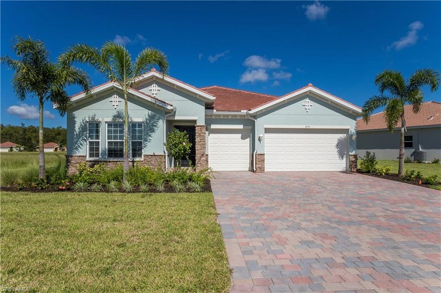 Come take a look at our new Abbey model, 2344 SF, 3 BR, large den, & 2.5 BA, lake view. The interior is well appointed with volume ceilings with extra windows in an over-sized family room and master bedroom which includes 2 large walk in closets. The kitchen includes 42" raised panel cabinets and has a very spacious walk in pantry. The master bath includes tiled shower floor and walls with marble counter tops on all baths. Our homes also include tile roofs and paver drives.  3 car garage. Opportunity for golf membership, but is not mandatory. HOA includes an Amenity Center that has a state of the art gym, ballroom, pilates and yoga studio along with a junior Olympic pool, spa, tennis courts, pickle ball & bocce ball.  So come by and see well appointed, well priced homes in an active adult community.