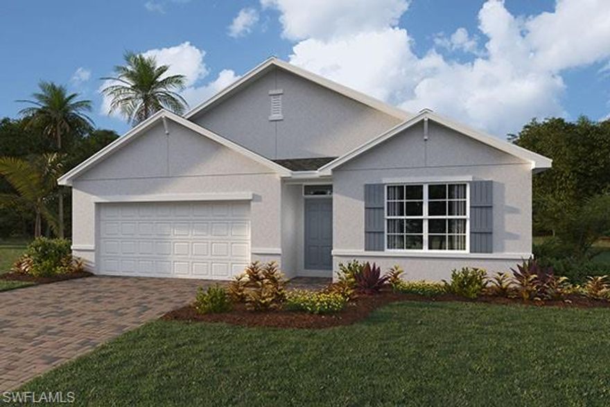 Ready now! WELCOME TO YOUR BRAND-NEW HOME! This is our CALI floor plan at 1828 square feet.  Great well & septic NE Cape Coral location right near Andalusia Blvd and NE 32nd Ln. This home comes with 36” designer kitchen cabinets with hardware, quartz kitchen counters with under-mounted sink, solid surface bathroom counters, 6” x 24” plank tile everywhere except the bedrooms, carpet in bedrooms, ceramic tile in both bathroom showers, stainless kitchen appliances, white washer and dryer, blinds on all windows except for slider, paver driveways and lanai, covered lanai, full irrigation system, electric garage door with opener, a home-is-connected convenience package, and full builder’s warranty.  We offer several varieties of financing options and ways to contribute to your closing costs.  This is why owning a brand-new home from America’s largest builder is going to be your best option.