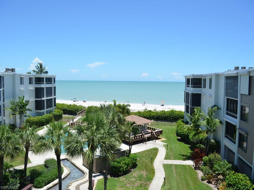 -Top floor, corner unit with great gulf views from both the living room and the master bedroom. The courtyard has been upgraded with new landscaping and pavers. The outside of the building was recently painted. An owner may have a pet. New water heater 2015, new A/C about 2008. Electric shutters in the lani all other windows have manual shutters.