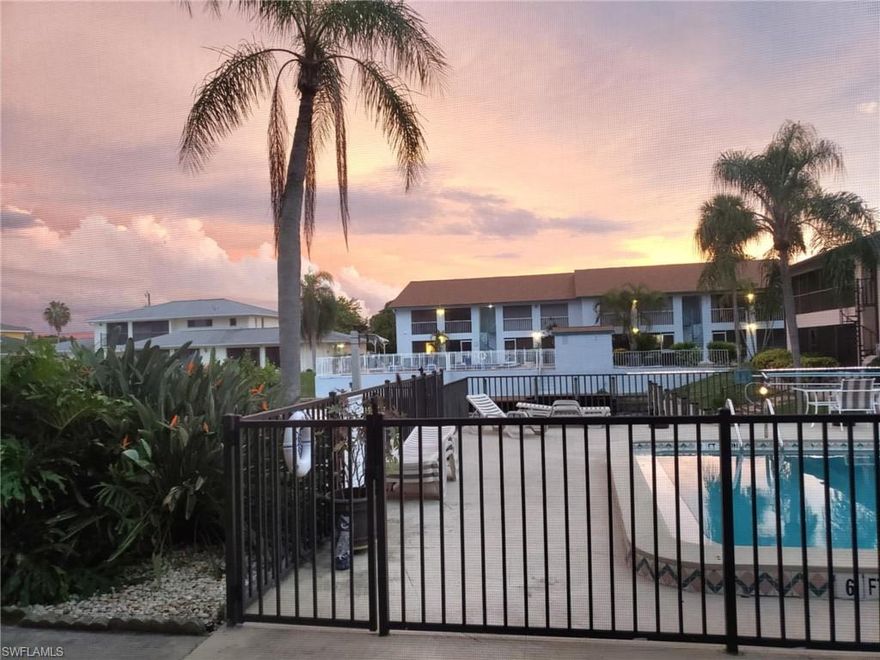 This beautiful, furnished, first floor 2 bedroom, 2 bathroom condo is a must see!  With a split floor plan and a large screened in lanai you can walk right out to the pool or canal  - you may never want to leave.  Have a boat?  Subject to availability, there is dock space available with river access at a low additional charge for the duration of your lease if you wish.  The kitchen has been recently remodeled to provide modern style and conveniences. This unit provides for a covered parking space and there is additional guest parking. Currently LEASED through FEBRUARY of 2026 but will be available in MARCH of 2026.