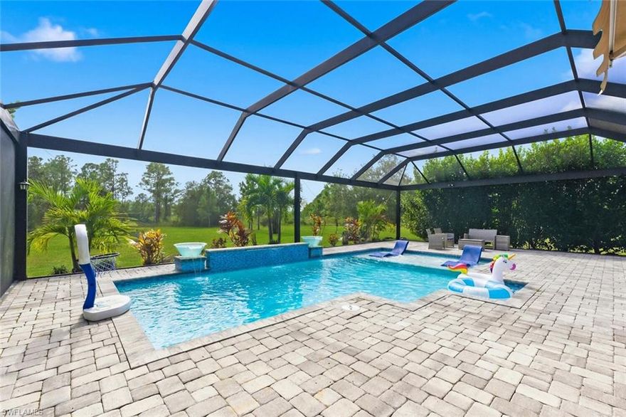 Beautiful 3BR + Den, 2BA home on 2.58 acres of 100% upland in Golden Gate Estates with no HOA fees! Great curb appeal with lush landscaped trees, huge palms lining an extended asphalt driveway with plenty of parking. Inside the home features an open floor plan with  high ceilings,  quartz kitchen countertops with stainless steel appliances and a dining/kitchen combo. There is also a den which is ideal for guests or your own home office! The main bedroom offers private entry with high ceilings, dual walk-in closets and beautiful main bathroom.Now, step outside to your own private retreat with a screened-in patio, saltwater pool with sun shelf for sunbathing, lush landscaping, and side privacy screens.Home also features a 2-car garage. Prime location just minutes to the new Publix and future shopping centers!