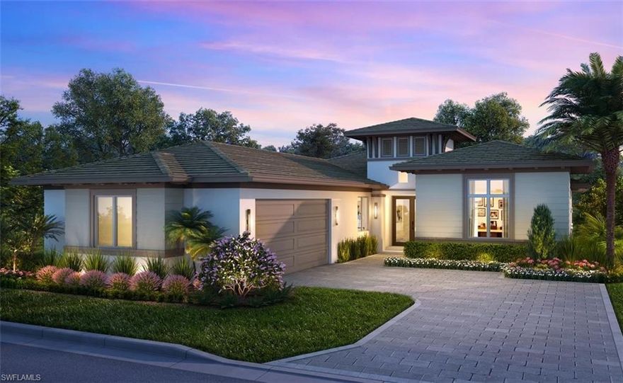 The Cameron model home features London Bay's latest architectural and floor plan design. With a rear view of preserve and lush landscaping, this home has an open concept design with adjoining spacious great room that features a wine bar, gourmet-inspired kitchen with natural gas Sub Zero/Wolf appliances, adjoining dining room, and a private study. The Master suite features spacious walk-in closets, a custom tray ceiling, and a French door leading to the outside custom pool/spa area, as well as, the natural gas fire pit. The home has 10' tall sliding doors leading to a covered outdoor living area equipped with an outdoor kitchen including natural gas grill with vented hood, sink and beverage center perfect for entertaining friends and family. With designer features and finishes selected by London Bay Homes Selection Studio team, this home awaits interior design to reflect the personality of the homeowner. Including the two-car oversized garage and outdoor living and dining areas, the Cameron offers 4552 total square feet. This home is being sold UNFURNISHED. Minutes to the Ritz Carlton resorts, gulf beaches, Mercato, Venetian Village, Waterside Shops and fantastic restaurants!