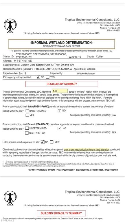 GOLDEN GATE ESTATES - Land