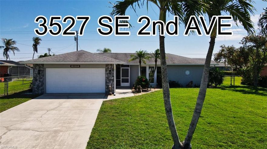 Welcome to 3527 SE 2nd Ave in the highly desirable area of Cape Coral, FL! This renewed property offers a blend of modern updates and classic charm, creating the perfect combination for comfortable and stylish living. From the moment you step inside, you'll be impressed by the attention to detail and high-quality finishes throughout this home. The interior features a spacious and open floor plan, allowing for seamless flow between the living spaces. The living areas are inviting and comfortable, offering plenty of room for relaxation and hosting gatherings. Large windows flood the space with natural light, creating a warm and inviting atmosphere. The backyard offers a private oasis, perfect for outdoor relaxation and entertaining. **360 VIRTUAL TOURS*** Yatch Club (4.2mi) Downtown Cape Coral (2.8 mi), Ft Myers Beach (14.2 mi)