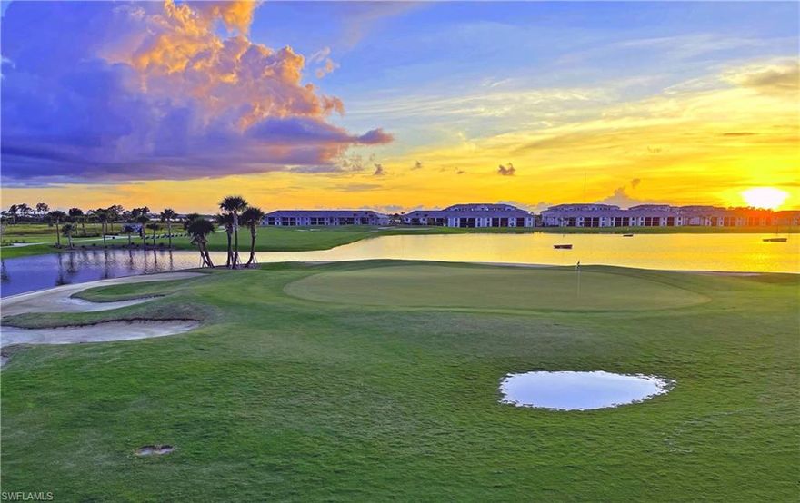 Golfers' DREAM condo!  LOCATION! LOCATION! LOCATION!
BUNDLED GOLF! Over $30,000 IN UPGRADES!
Overlooking the 18th green, lake, driving range, Pro shop & Clubhouse
BEST VIEW ON THE GOLF COURSE!!! 
2nd floor end unit “Arabella” floor plan- largest Veranda condo w/1 car gar
2-min walk or easy golf cart ride to the golf course, club, & amenities
Welcome to Babcock Ranch, the first Solar city in the US. Virtually hurricane-proof as seen on “60 Minutes”.
The open floor plan is bright & relaxing w/2 bdrms, 2 baths, a Den/Office.  2 Lanai’s & a 1 car garage w/epoxy flooring & storage above. Tiled floors throughout, w/carpet in bdrms.  
Crown moldings & blinds on all windows. Hurricane impact windows & sliding doors. 
The kitchen has a center island w/seating, along w/a breakfast bar for additional casual dining. Beautiful Quartz counters & back splash w/gray veins. SS appliances-LG 4 door French door-in-door Smart refrigerator w/Craft ice cubes & regular ice cubes. GE Profile Induction Convection oven/cooktop w/air fryer. GE dishwasher & microwave. ZLine SS oversized sink comes w/a cutting board, drying rack & colander. The Coffee Bar stays! 
For those larger dinners w/family & friends, there is ample room for a full dining set in the dining area that flows into the living rm with designer lighting & a wall-mounted 85” Sony Smart TV. Sliding doors open from either side, to the golf front screened-in Lanai with blinds & ceiling fan w/light. Don’t worry about privacy, you can see the golfers, but they can’t see you!   
The Owner's Suite has 2 walk-in closets, a designer ceiling fan/light, dble sink vanity-granite counters, and an oversized shower. Bedroom 2 has a walk-in closet. The suite can be closed off w/ the Barn door for privacy. Bathroom 2 has a new Jacuzzi shower & fixtures. The Den has views to the living areas. 
Just a short stroll down the street leads you to a community satellite pool w/barbecue.  The centerpiece of Babcock National is its 18-hole championship golf course, meticulously designed to challenge players of all skill levels. After a day on the greens, or courts, unwind at the Tiki Bar, a perfect spot for drinks or casual meet-ups w/friends.  The new Club House & Enclave restaurant are now open! Residents can enjoy two sparkling pools, jacuzzi & steam rm. Or visit the on-site spa, which offers a serene retreat w/a range of treatments. The state-of-the-art gym is fully equipped w/a variety of classes offered. Babcock National isn’t just about its amenities; it’s also about embracing the dynamic lifestyle of Babcock Ranch. Spend your weekends exploring community events, such as gourmet food trucks, live music, art shows, and farmers' markets. There’s always something happening, making it easy for residents to connect with their neighbors. Babcock Ranch is more than just a place to live; it’s a community where residents can thrive, offering a unique blend of sustainability and camaraderie unmatched anywhere else in America.