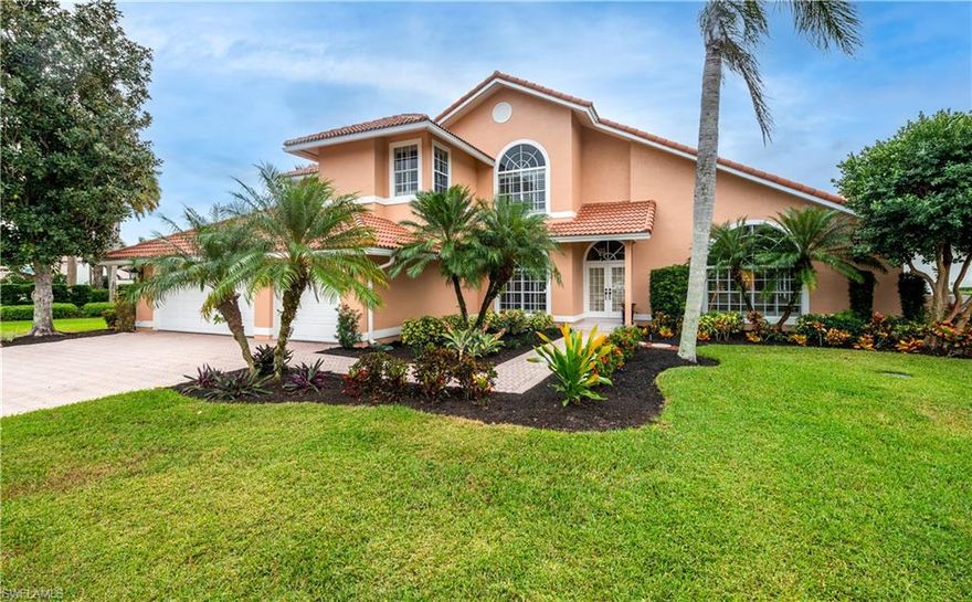 Custom built 4 bed., 4 1/2 bath Pool home w/over 3700 sq ft of living area. Elegant decorator finishing touches are seen throughout this home, and a floor plan that flows seamlessly with volume/soaring ceilings throughout. Fireplace & custom bookcases enchance the charming living room w/custom windows & french doors. Sun-light radiates throughout this home. Formal dining, spacious Family room, & designated office w/built-in desks, cabinets & walk-in closet. Luxurious detail was given to the kitchen design & remodel. Custom cabinetry and finishes by Ruffino, spacious dining & entertainment area. You'll enjoy double oven, 2 dishwashers, sub-zero refrigerator & much more. Abundant cabinet space + extra storage in the hall pantry. Custom designed bar cabinet off the dining room. Master bathroom features jetted tub, separate shower and more custom designed cabinets/storage. En-suite guest bedroom. Whole house propane  Generator - 1000gal. Heated pool/spa w/expansive lanai & brick paver decking. Travertine tile in bathrooms w/custom vanities. Garage doors replaced in 2019(hurricane rated). Carillon Woods features sidewalks, streetlights, tennis, pickleball, play area. Check out this home