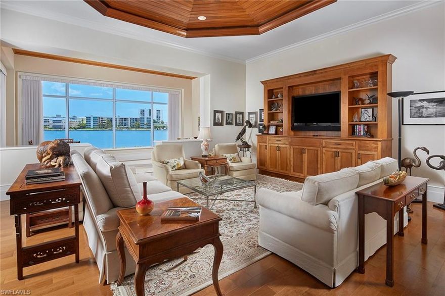 Expansive, uninterrupted, wide water views over Venetian Bay are the focal point of this custom residence. A sprawling first level, the thoughtful floor plan allows for quiet spaces while also providing an easy flow for entertaining. Southwestern exposure fills the home with natural light while providing unmatched views from nearly every room. The separate sunset room is ideal for gathering with family and friends. Encompassing four bedrooms, two dens, three car garage, custom wine cellar and a spacious kitchen, no amenity has been overlooked. Privately nestled on one of Park Shore's most desirable streets, this home is sure to impress. Residents will appreciate the quick access to the Gulf as well as close proximity to the fine dining and exceptional shopping located just minutes away at the Village on Venetian Bay.