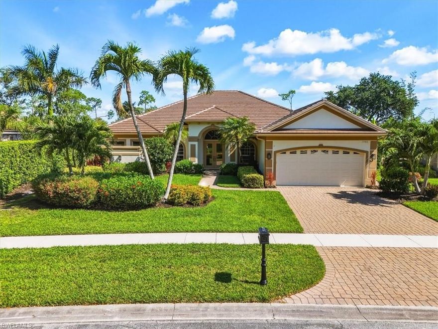 Beautifully updated and FURNISHED Naples golf course home in the highly desirable Lely Resort with 2,935 sq.ft on a single level. A three bedroom, three bath split floor plan with a separate home office and private saltwater pool and spa. Double 8-foot front doors with rain water glass lead to an expansive entry with immediate views through 12 x 8 sliding doors to the exterior deck, pool and double fairway view. 12-foot ceilings with tray detailing and accent lighting add to the flow of the main living areas and office. 10-foot ceilings are found in the bedrooms and oversized garage. The main living areas have 18" tile on a diagonal, hardwood flooring in the home office and newer carpeting in the bedrooms. All interior walls are finished with a very subtle and elegant Venetian plaster. Windows are covered with custom shutters or silhouette blinds. Very private and quiet on a .28 acre lot with relaxing views of the meticulously maintained Flamingo Golf Course from the family room, living room, master bedroom and lanai/pool area. This home is located on the 17th forward (ladies) tee box. The cart path for the tee box is offset by approximately 30 yards. Recent upgrades include the following: In 2020 a new hurricane rated concrete tile roof was installed. In 2022/2023 the exterior of home/trim was repainted, all interior lighting was updated with LED lighting and Leviton dimmer switches, interior lighting fixtures and main ceiling fans. Both secondary baths were remodeled, quartz countertops and new stainless appliances were installed in the kitchen. A 5.1 surround sound system in the family room is integrated with speakers and individual volume controls throughout the home and lanai. Both HVAC system thermostats are Honeywell wi-fi compatible for phone management. Entry doors updated with rainwater glass. New landscaping and landscape lighting was installed. Total lanai area remodel with Pebbletech, blue glass/gunite and blue glass waterline tiles/steps, reconfigured spill line on jacuzzi and installed fixed controls on jacuzzi deck. Auto water leveler installed for pool. New limestone pool deck, new expansive picture frame lanai (enhancing panoramic view of the double fairways) with exterior speakers and large fan. Main A/C system 7/2025; replumbed entire home and added two extra hose bibs on lanai 9/2025; interior of home repainted, new bedroom carpeting installed and new garage door opener 10/2025. Impeccably maintained Lely Resort offers two popular public golf courses, the Flamingo and the Mustang, Sam Sneads Restaurant, pro shop and private membership options at The Classics Country Club and Players Club. The Tiger Island Estates HOA fee is under $250/mo. and includes annual maintenance of lawns, shrubs and hedges and is located close to shopping, dining, Gulf beaches, entertainment and the Olde Naples popular locations of 5th Avenue South and Third Street South. The Players Club & Spa membership is OPTIONAL, available for immediate transfer.
