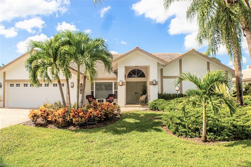 What a beautiful pool home in the heart of Bonita Springs. This home has been remodeled, updated and has always been well maintained. It is as close to worry free as you can get: New roof in 2018, New AC in 2018, New Jenn-Aire Fridge in 2020, and the screen cage is only five years old. This home features beautiful all wood cabinetry with dovetail drawers and soft close hardware, The well equipped kitchen features Jenn-Aire SS appliances including wine cooler and gas cooktop and gas fireplace. It is protected with electric hurricane shutters and impact windows. Just bring your cloths because this home even comes with a golf cart and clubs! When you get done playing golf or tennis it will be time to sit by the pool and enjoy the well appointed lanai that includes a mini fridge, grill, and furniture. Sit back, relax, and enjoy the lake and golf course views. This home is minutes from amazing gulf beaches, fine dining, world class shopping, the international airport and FGCU. Don't hesitate on this one because it is a great value in a wonderful community and it won't last.