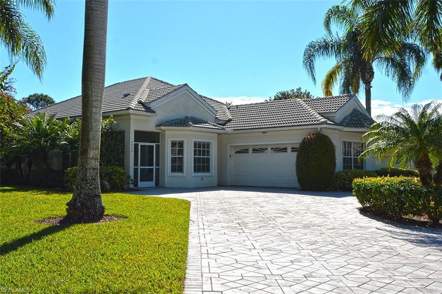 Casa Del Lago is convenient to shopping, dining, places of worship, RSW Airport and the many activities you seek.  This single family home is in Casa Del Lago's finest location and most beautiful setting. The horseshoe driveway is one of a kind - it is a stately entrance to the grounds.   Enjoy living in the tropics with all the beauty of nature surrounding you.  The double lot offers much more green space, and provides views of the many mature palms, flowering trees, fruit trees and shrubs in addition to the preserve at the rear.  All this privacy and still, just steps away from the clubhouse, pool, exercise room and tennis court.  The home is just made for entertaining or for family get-togethers.  Large eat in kitchen with lovely bay windows.  Breakfast bar and open concept to very large beautiful living/greatroom.  The screened lanai beyond is super-large and overlooks that lovely backyard.  Split bedroom floor plan with a large master en suite and sliders to the lanai.  Turnkey furnished tastefully, for your convenience.  Just move right in!