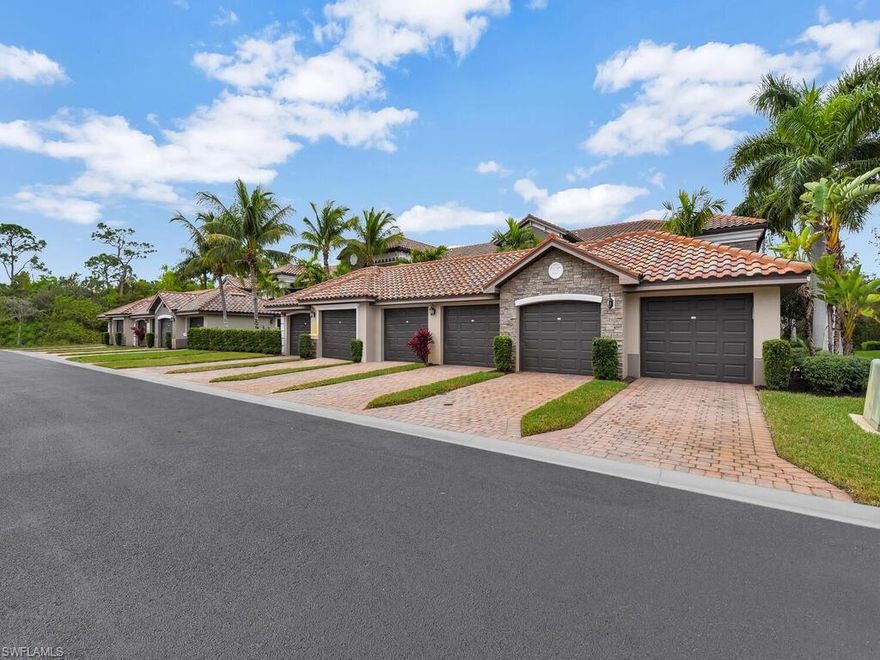 Welcome to Venezia at Treviso Bay! This is a move in ready 2 bedroom + a den, 2 bathroom, second floor condo with a detached one car garage. Located across from the community pool, this beautifully appointed end unit features an open concept floor plan, impact resistant sliding glass doors & windows, crown molding, tile and wood flooring, and two screened-in lanai’s. A SOCIAL MEMBERSHIP is included with this condo. Residents have access to the Treviso Bay Clubhouse which includes a resort style lagoon pool, lake front beach w/ cabanas & hammocks, full service spa, fitness facility, tennis & pickleball courts, basketball, bocce courts, activity and card rooms, library, the grand dining room, and the clubhouse bar & grill. Treviso Bay is located only 15 minutes from 5th Avenue & 3rd Street, Naples Pier, the new Gulfshore Playhouse, Baker Park, and all of the other great shops & restaurants Downtown Naples has to offer.