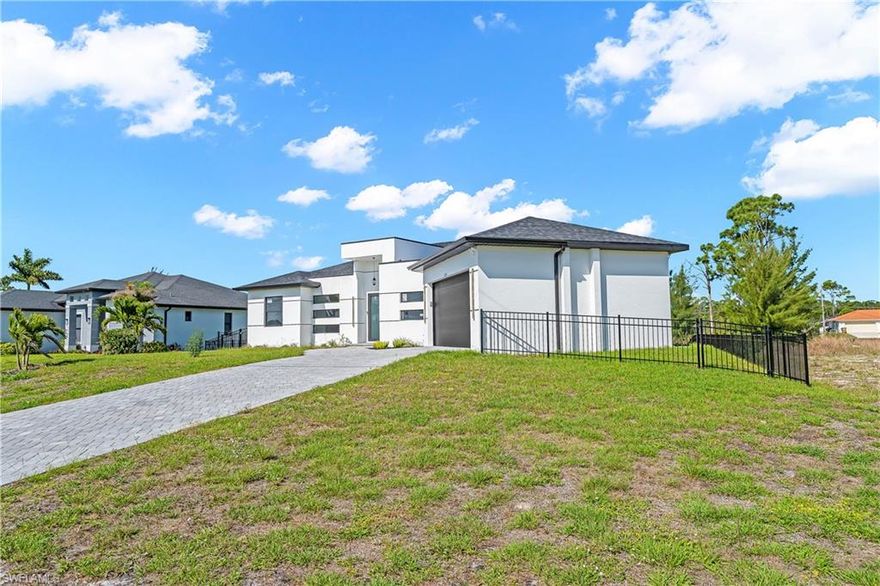 Beautiful new construction in Cape Coral, a single-family home with no HOA, featuring 4 bedrooms, 3 bathrooms, and a stunning canal view. This property offers a modern open-concept layout with spacious living areas, perfect for both everyday living and entertaining. Enjoy plenty of natural light, well-designed spaces, and a functional floor plan. Conveniently located in a growing area with new construction nearby, and close to shopping, dining, and main roads. Don’t miss the opportunity to own a brand-new home in one of Cape Coral’s most desirable areas.