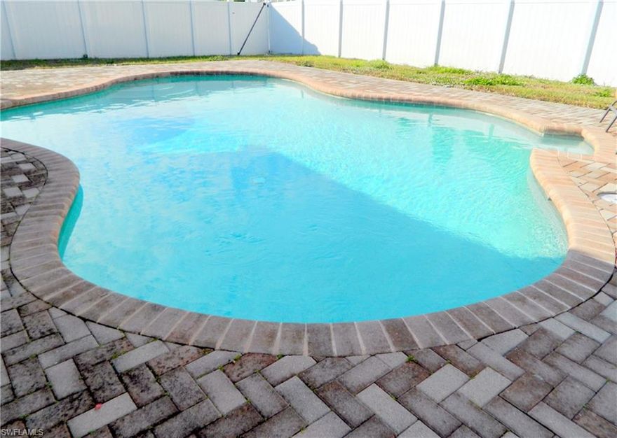 Thanks for letting me introduce to you this corner lot 3 bedroom 2 bath pool home. Boasting with newer very large driveway, screened in lanai, maintenance free white privacy fenced upgraded pool area (2018) with pavered style pool deck, grilling area, irrigation system in back yard, located in a NON HOA PET FRIENDLY community of Cypress Lake Estates. Great place for entertaining or just relaxing. Mature shade tree, palm tree and nicely landscaped front yard. Fenced in storage area on the side of house. Roof 2009. Near the beaches, Florida South Western State College, Lakes park, grocery, hospitals, shopping, malls, restaurants and entertainment. Quick access to all the area has to offer. Walk or take your golf cart to Greek fest! Would make a great primary residence, second home, vacation rental or investment property. Tile through out except carpet in two bedroom's and bamboo flooring in another. Buyer to confirm any current, future assessment's, measurement's, and data.