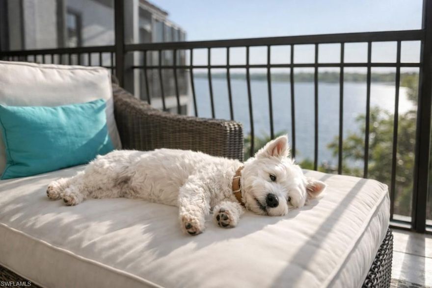 THE BEST BEACHFRONT OPPORTUNITY IN MIROMAR LAKES RIGHT NOW: Penthouse, Year-Round Sunsets, Private Wraparound Lanai, Gas Cooking, Under-Building Garage Parking and Full Membership to Miromar Lakes’ Beach Club.  It only takes a moment to see why this home creates that unmistakable feeling of happiness the moment you arrive.  This updated 2-bedroom, 2-bath condo offers nearly 1,500 sq. ft. under air with an open floorplan, lots of natural light and a wraparound lanai tucked back for privacy, perfectly positioned to take in year-round sunsets.  The kitchen features gas cooking, American-made appliances, white wood cabinetry, glass mosaic backsplash and Calacatta quartz countertops.  Upgrades include new white oak-style LVT flooring, high-end lighting, plantation shutters, fresh paint and a newly tiled walk-in shower.  Offered fully furnished with elevated coastal pieces, the home also includes Storm Smart electric hurricane screens (with warranty), a large-capacity washer and dryer, volume ceilings (exclusive to Penthouse units), same-floor storage closet and under-building garage parking.  Mirasol residents enjoy their own private pool, spas, beach cabanas and grilling areas, all just steps from the award-winning Miromar Lakes Beach Club.  The community features three miles of private white-sand beach along a 700-acre freshwater lake where residents can waterski, wakeboard, fish, paddleboard, kayak, sail and enjoy sunset cruises.  Amenities include three restaurants, a 10,000 sq. ft. zero-edge infinity pool with poolside food, drink and towel service, a European-inspired spa, a state-of-the-art fitness center, a library, movie theater, billiards, tennis, pickleball, bocce, marinas, a botanical park, concierge services and a vibrant year-round social scene.  Optional membership provides access to the Arthur Hills Signature Championship Golf Course.  HOA includes premium TV, ultra-fast internet, 24/7 home monitoring, landscaping, pest control, water, trash and reserves.  Conveniently located near Southwest Florida International Airport (RSW), Gulf beaches, shopping, dining and I-75.