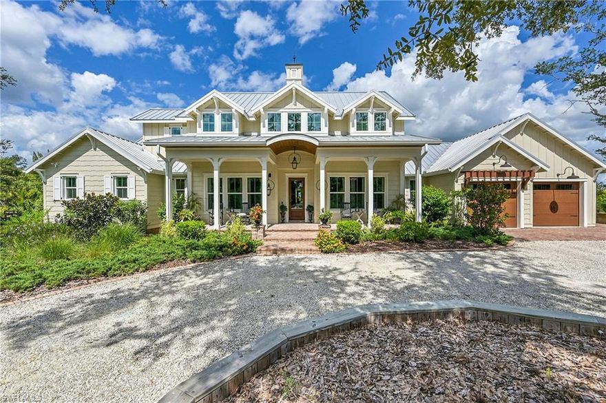 This private, gated, meticulously designed, old Florida style home, located on a 4.5 acre preserve, represents an exceptional opportunity for discerning buyers. Spanning 5,500 square feet under roof and 3,300 square feet under air, this property provides ample space for both indoor and outdoor relaxation and entertaining. The entrance foyer welcomes you with its elegant antique barn style door and vaulted ceilings, leading into a sophisticated living room adorned with natural light from skylights and 3 sets of double French doors. The soaring handmade brick gas fireplace draws you into the living room. The spacious kitchen is equipped with stainless steel appliances, an over-sized butcher block island with a sink, and a breakfast bar, ensuring a seamless flow for culinary enthusiasts and social gatherings. The dining area, featuring tasteful wainscoting, further enhances the home’s refined aesthetic.

All bedrooms feature en suite bathrooms and walk-in closets. An upstairs bedroom boasts a gorgeous HGTV inspired tailor made bunk room with two queen and two full size beds. Amongst the books in the library you'll find a customized murphy bed and in the den you'll find the tv hidden behind handcrafted wooden doors. The home also has an eye for the practical with both indoor and garage holiday storage closets. No space is left unaccounted for with wall to wall cabinets in the garage with its squeaky clean epoxy floor. The home has a generous 1,000 gallon propane tank to support the whole house generator and you can feel safe with hurricane impact windows and doors. The standing seam metal roof offers superior weather protection.

Outdoor living is at its finest with a screened in living room and outdoor kitchen, gas fireplace, and pool, all set against the backdrop of tranquil views of Deep Creek. With over 300ft feet on the waterfront, it's a short boat ride to the Peace River and then out into the Gulf. The metal roof boat house, with 10,000 lb boat lift, accommodates up to a 30 foot boat surrounded by a composite material dock with a fish cleaning table for your catch of the day.

This property not only offers luxurious amenities but also a lifestyle enriched with the proximity to local parks, recreational facilities, and waterfront activities. This residence is a must-see for those seeking stunning water views and lush landscaping in their own private oasis.