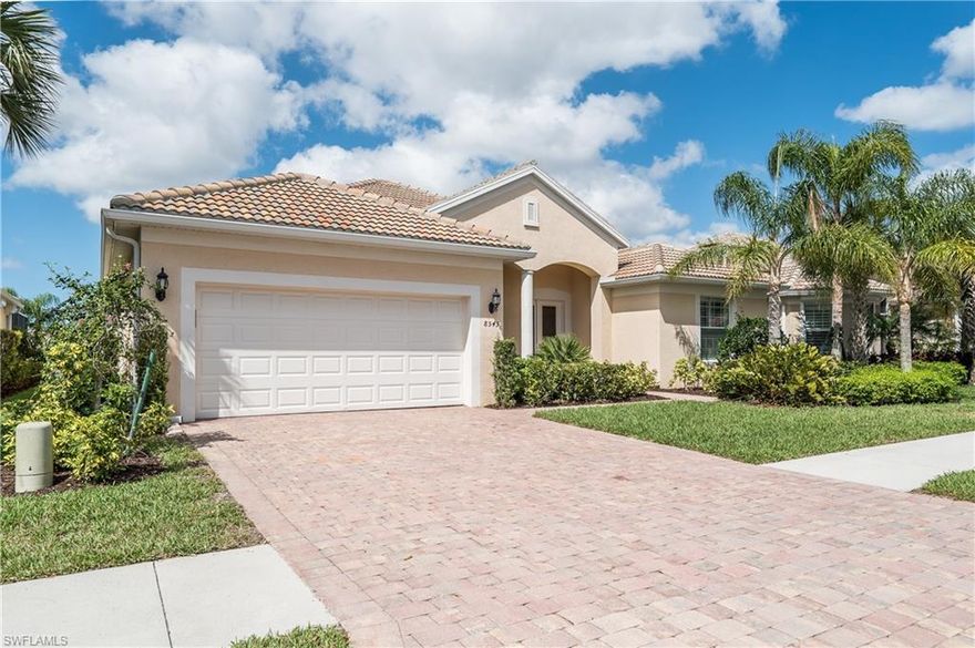 This pristine single-family home in the amenity-rich community of Verona Walk will not disappoint! Upon entering the home, it is immediately evident that the living area is the heart of the home and truly defines OPEN CONCEPT. With one panoramic glance… the kitchen, dining room, lanai, and family room await your presence. Imagine eating dinner as the late day sun streams in through the western facing windows. Or, kick back and relax on the tranquil spacious lanai, overlooking a large lake, with a cocktail before heading out to one of the many great restaurants in the area. Beautiful plantation shutters and crown molding complement this home throughout. The kitchen is a delight with rich wood cabinetry, spacious pantry, SS appliances, generous size double sink, and granite. The kitchen island allows for more casual dining while the more formal dining area will accommodate your guests comfortably. The 2-car garage, with epoxy flooring, has a large bonus area for a golf cart or storage. Verona Walk amenities include a Post Office, Cafe Verona Restaurant, Gas Pumps, Car Wash, CI Travel Agency, 5/3 Bank, Salon, and much, much more. Come see for yourself!