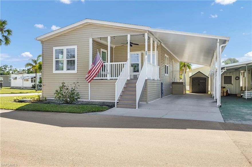 Move-in Ready.  Enchanting Acres Mobile Home park, This is a Jacobsen mobile home (2014) features 2 bedrooms plus a Den. This has a Great room open floor plan with den off the dining room area. Front Patio. Vinyl flooring, Tall carport, Vinyl siding, Impact single hung Windows, Laundry room inside residence. HVAC, Whole house ventilator, Primary bedroom has a walk-in closet and Primary bathroom has a shower. Double French doors will lead you into the den. Enchanting acres is a 55 plus in age community with a community pool, shuffle board, club room. Public across the street you have a Publix, movie theater, shopping and restaurants. Close to Sugden Park, Bayshore Arts District, 5th Avenue South, 3rd Street South and the beaches.